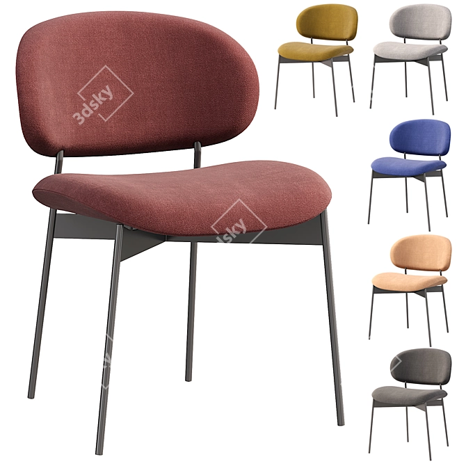 LUZ Armless Chair: Sleek and Stylish 3D model image 1