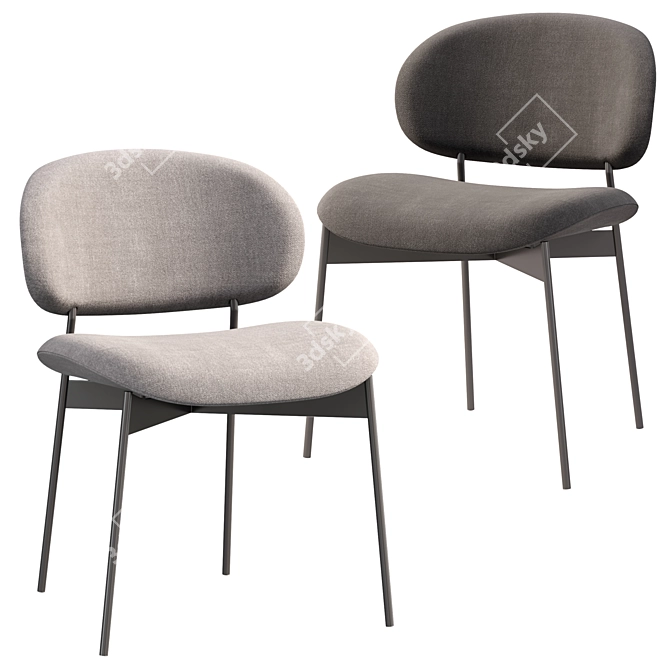 LUZ Armless Chair: Sleek and Stylish 3D model image 3