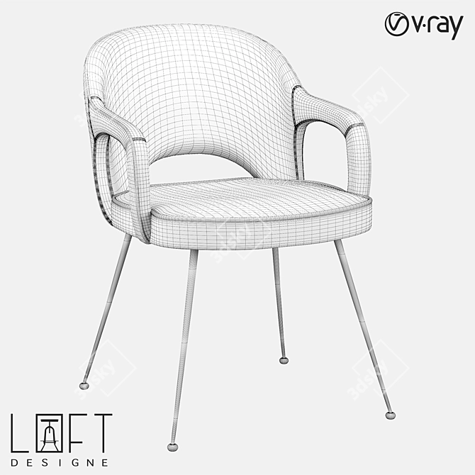 Modern Metal and Fabric Chair | LoftDesigne 35376 3D model image 2