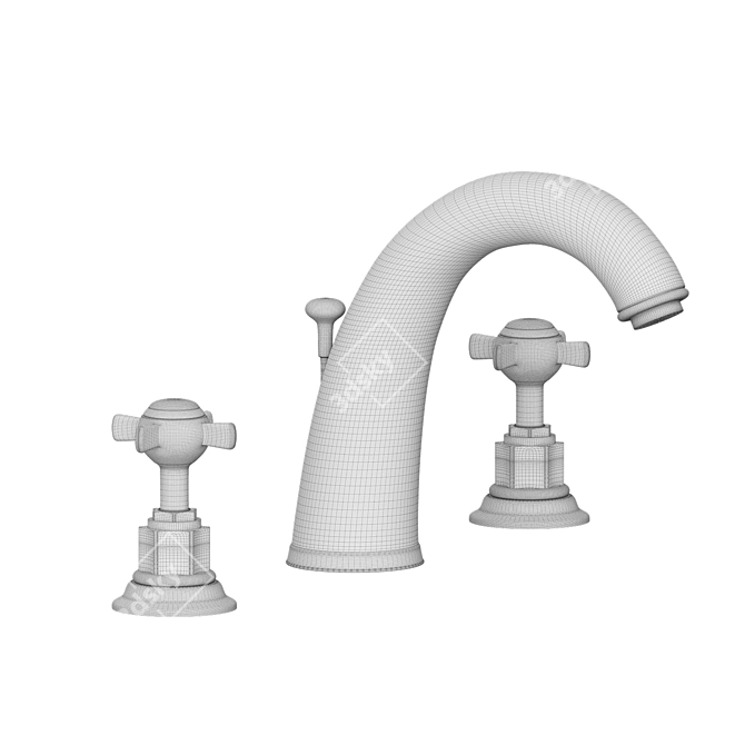 Elegant 3-Hole Basin Mixer 3D model image 6