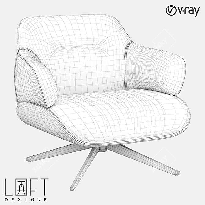 Metal and Fabric Armchair | LoftDesigne 36562 3D model image 2