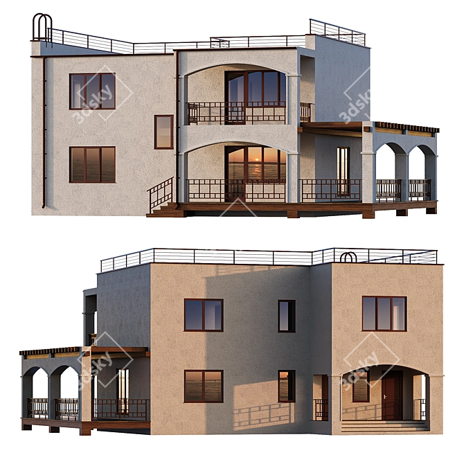 Mediterranean Dreams: Modern 2-Storey Beach Villa 3D model image 2