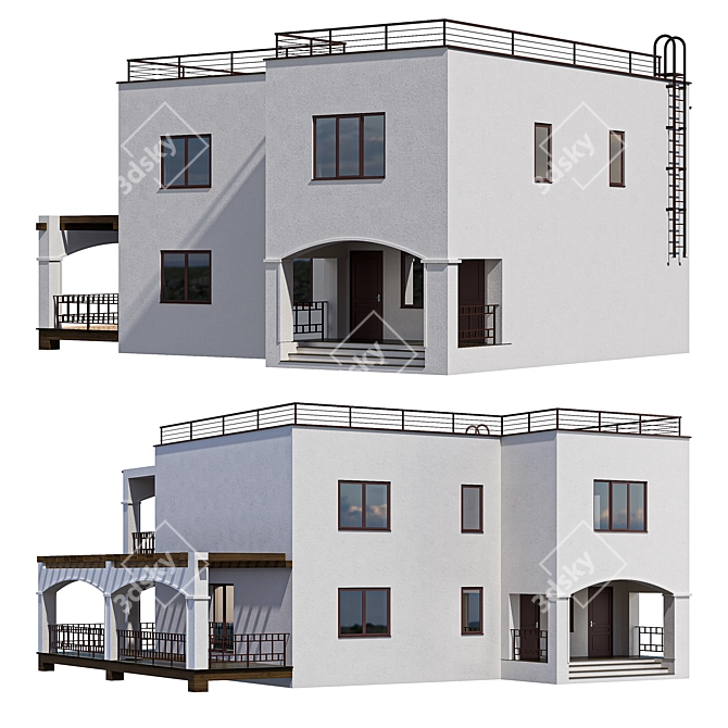 Mediterranean Dreams: Modern 2-Storey Beach Villa 3D model image 3