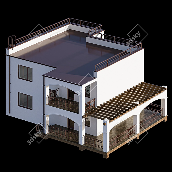 Mediterranean Dreams: Modern 2-Storey Beach Villa 3D model image 4