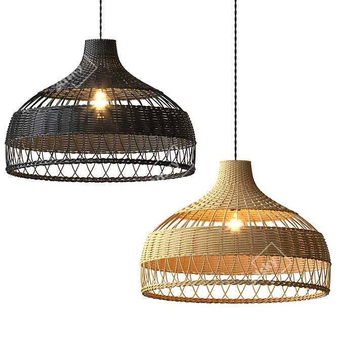 Boho Rattan Pendant Light 3D model image 1