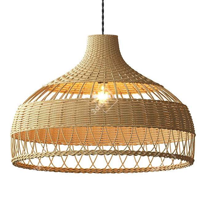 Boho Rattan Pendant Light 3D model image 2