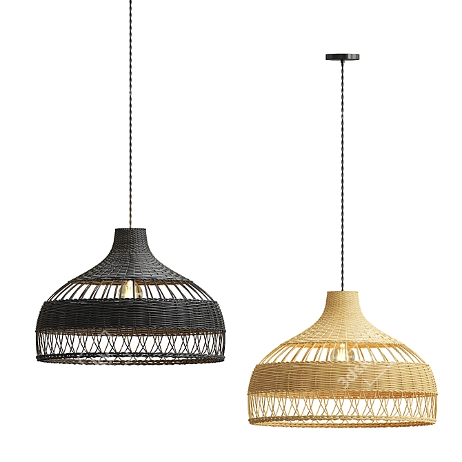 Boho Rattan Pendant Light 3D model image 3