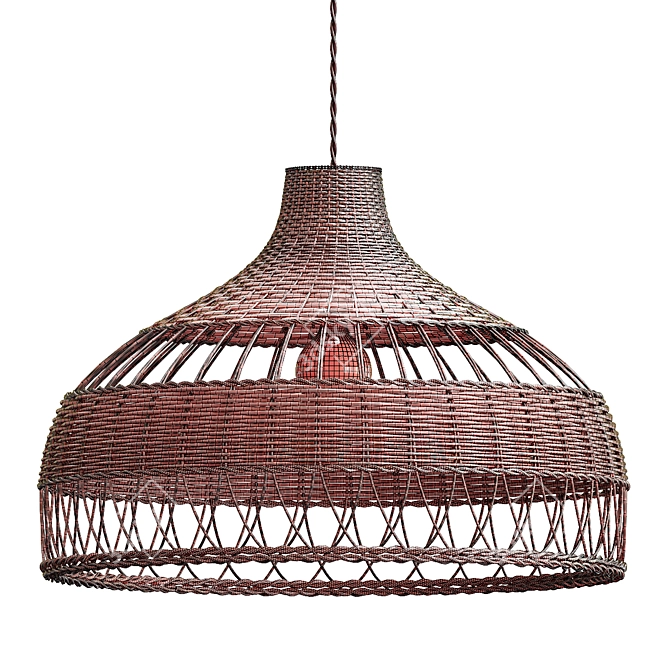 Boho Rattan Pendant Light 3D model image 4