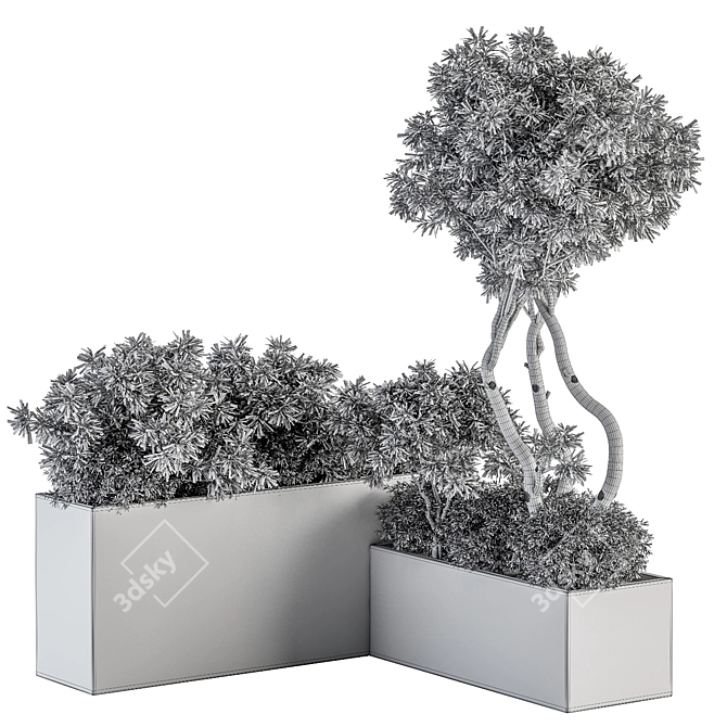 Black Outdoor Plant Box Set 3D model image 4