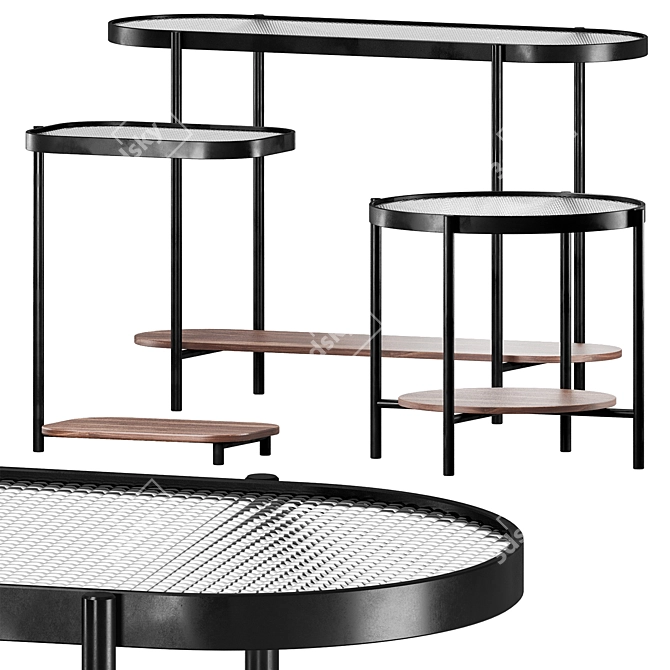 Modern Porter Table Set 3D model image 1