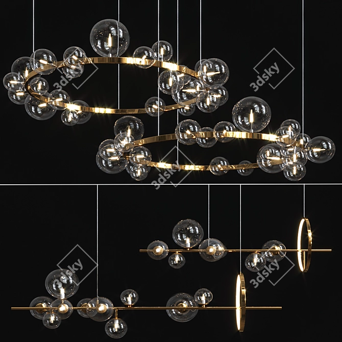 Elegant Iona Gold Black Lamp Set 3D model image 1