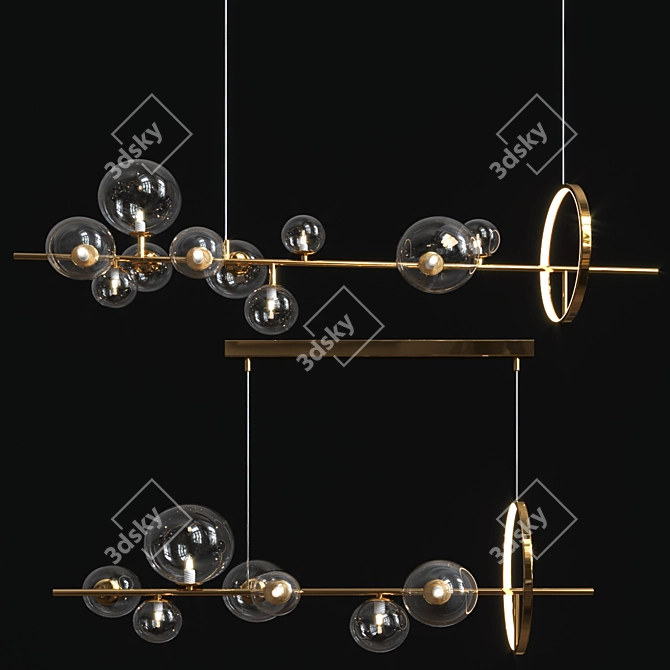 Elegant Iona Gold Black Lamp Set 3D model image 3