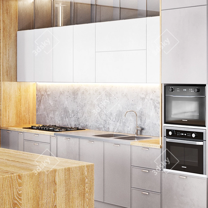 Sleek Kitchen02 - Modern, Spacious Design 3D model image 2