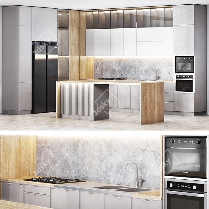 Sleek Kitchen02 - Modern, Spacious Design 3D model image 7