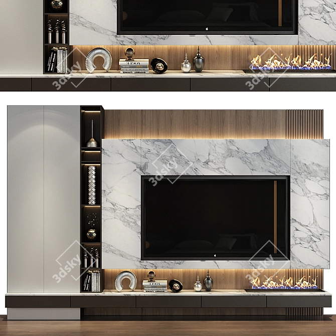 Contemporary TV Shelf: Living Room Wall Decor 3D model image 1