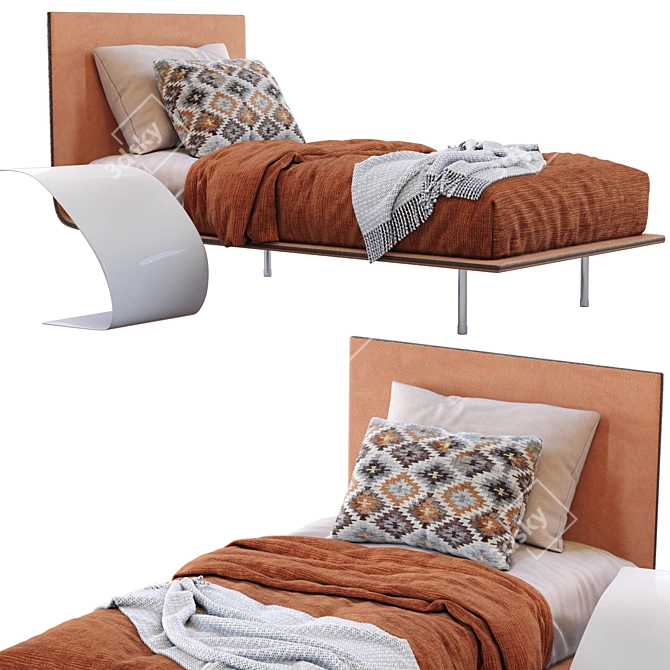 Sleek Single Bed by Bonaldo 3D model image 2
