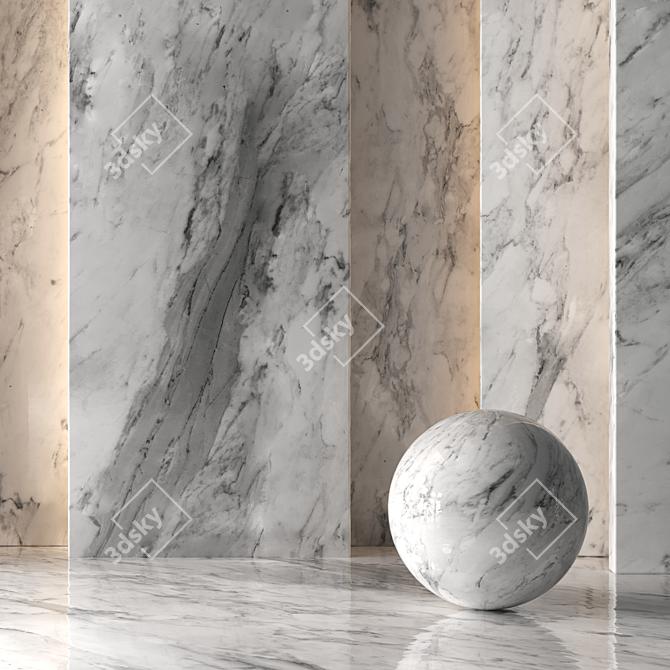 4K Light Marble Slab: Seamless Tileable 3D model image 1