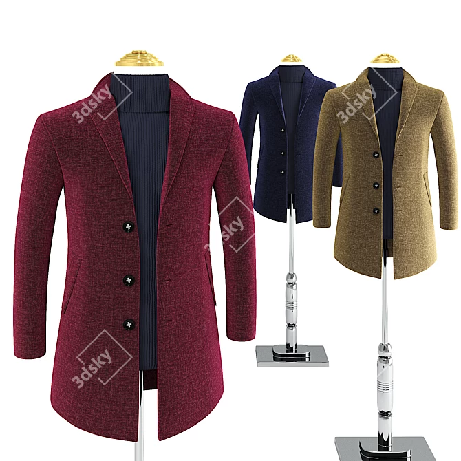 Luxurious Cashmere Coat: Perfect Fit Guarantee 3D model image 6
