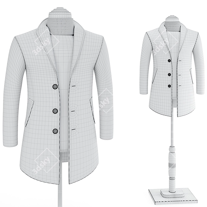 Luxurious Cashmere Coat: Perfect Fit Guarantee 3D model image 7