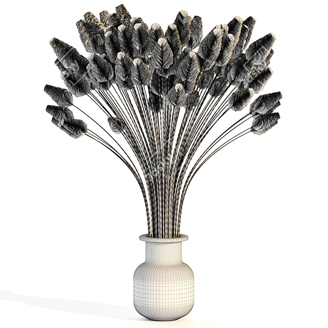 Elegant "Dry Bunny" Flower Arrangement 3D model image 3