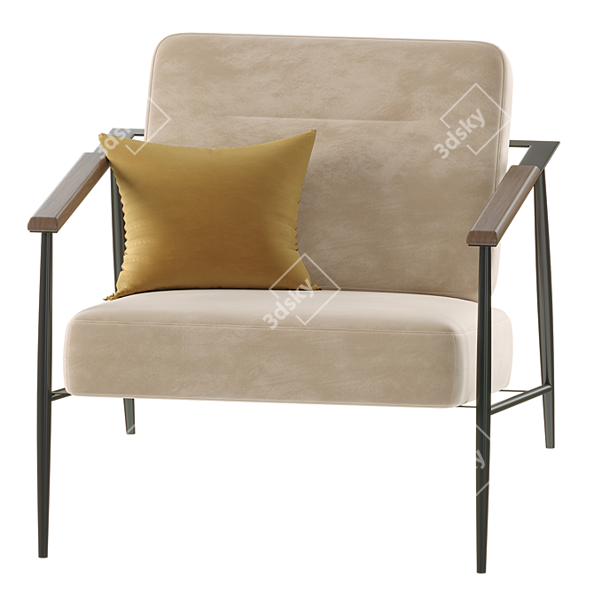 Elegant Ivory Brussels Arm Chair 3D model image 2