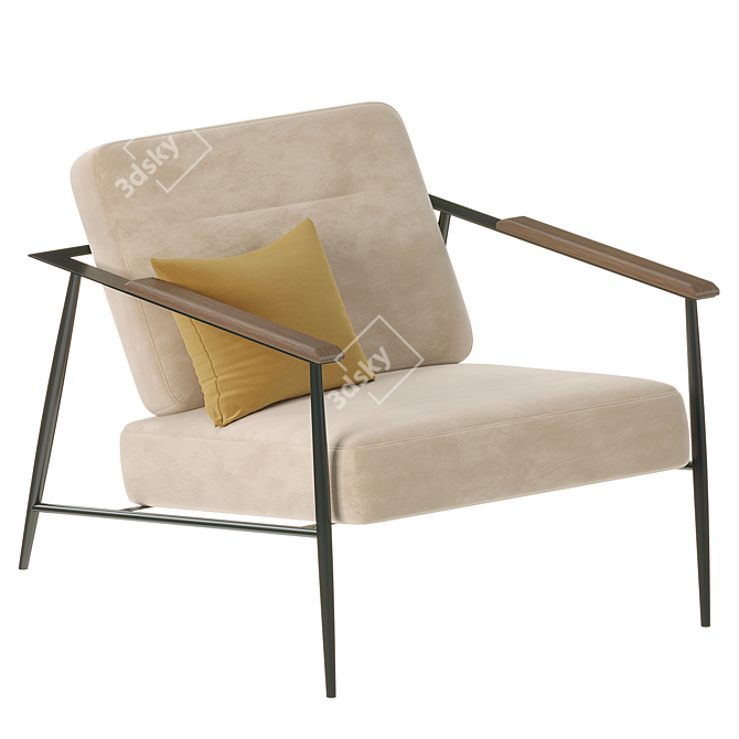 Elegant Ivory Brussels Arm Chair 3D model image 3