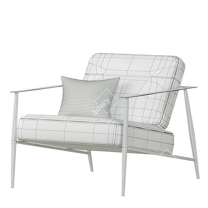 Elegant Ivory Brussels Arm Chair 3D model image 5