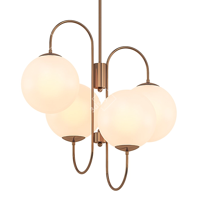 Luxury Gold Chandelier: Eziz Gold 4-Light 3D model image 1