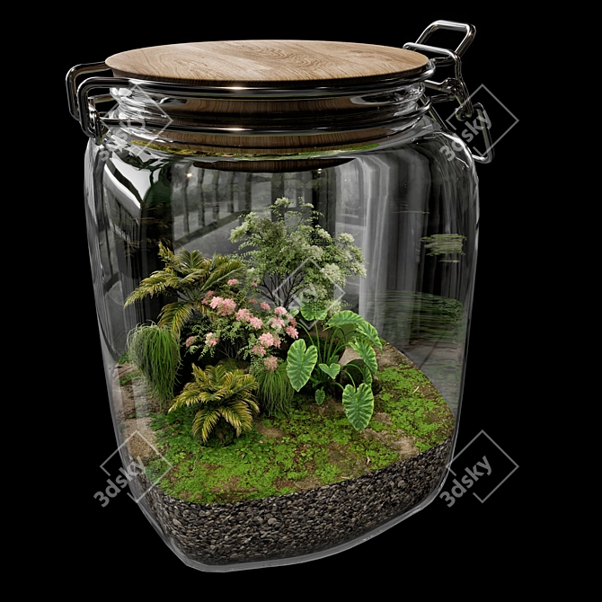 Exquisite Terrarium Plant Assortment 3D model image 1