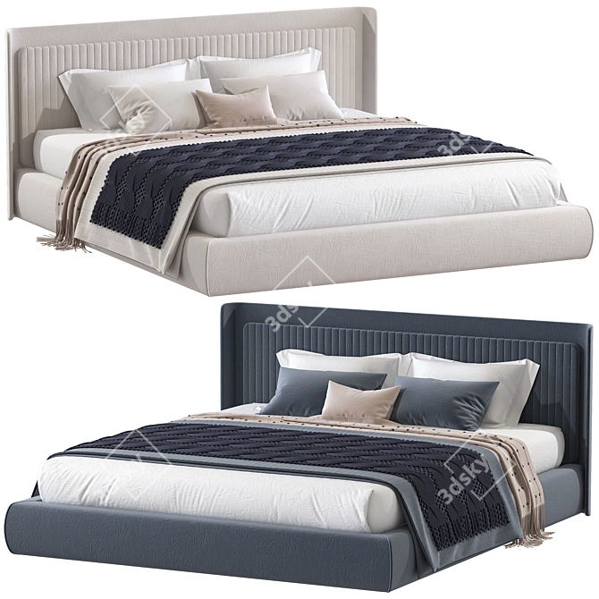 Title: 3D Double Bed 73 - High-Quality Model 3D model image 1