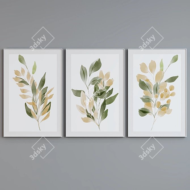 Modern Plant Branch Picture Frame Set 3D model image 4