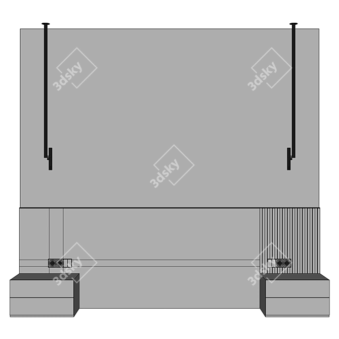 Elegant Upholstered Headboard 3D model image 4