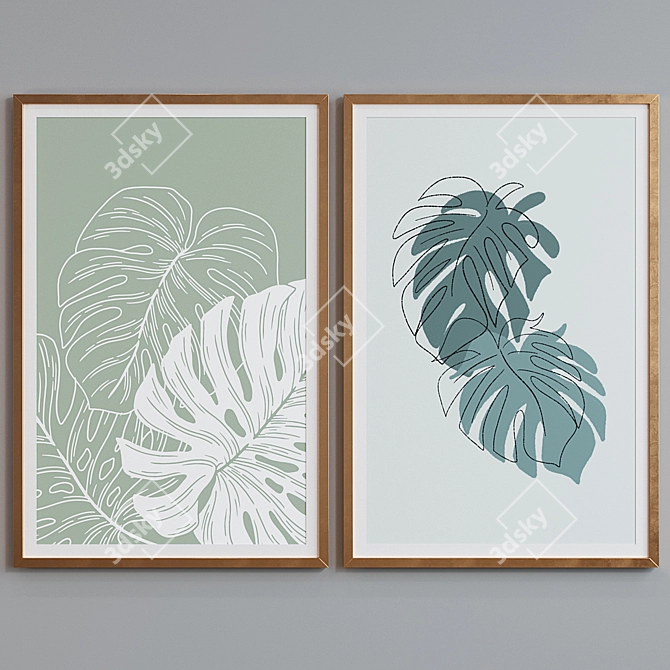 Modern Leafy Picture Frame Set 3D model image 2