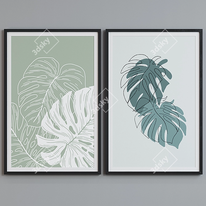 Modern Leafy Picture Frame Set 3D model image 5