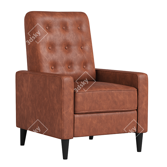 Modern Recliner Armchair in Leather and Grey Fabric 3D model image 2