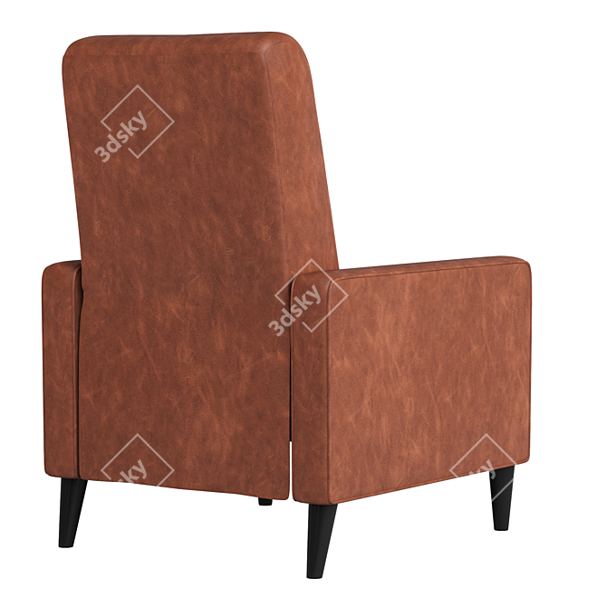 Modern Recliner Armchair in Leather and Grey Fabric 3D model image 3