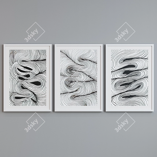 Abstract Line Pattern Picture Frame Set 3D model image 2