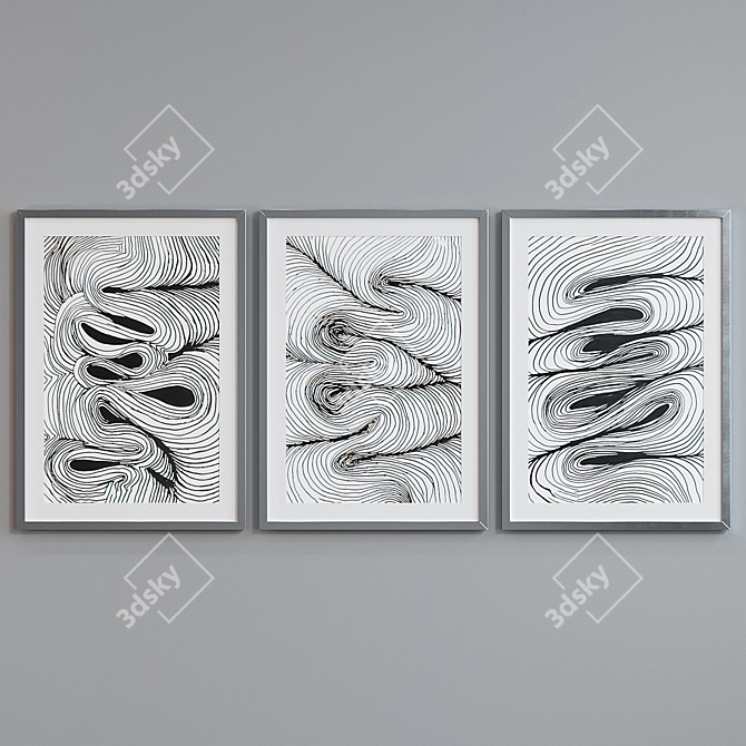 Abstract Line Pattern Picture Frame Set 3D model image 3