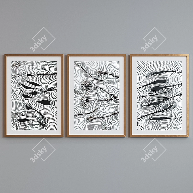 Abstract Line Pattern Picture Frame Set 3D model image 4