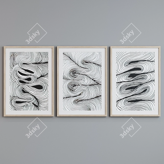 Abstract Line Pattern Picture Frame Set 3D model image 5