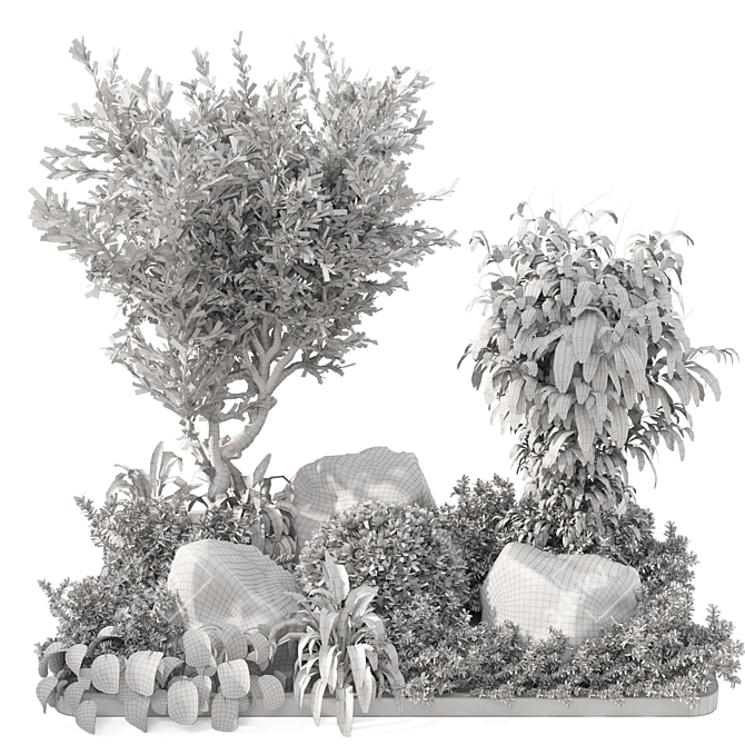 Outdoor Garden Bush and Tree Set 3D model image 7