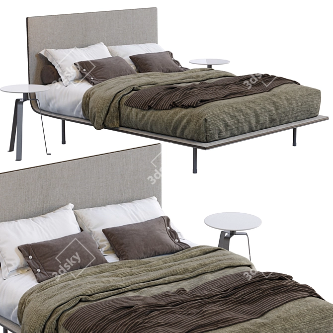 Elegant Thin Single Bed by Bonaldo 3D model image 2