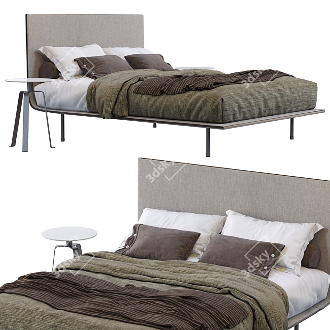 Elegant Thin Single Bed by Bonaldo 3D model image 3