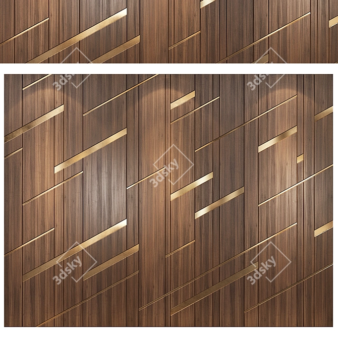 Modern Wooden Wall Panel 060 3D model image 1