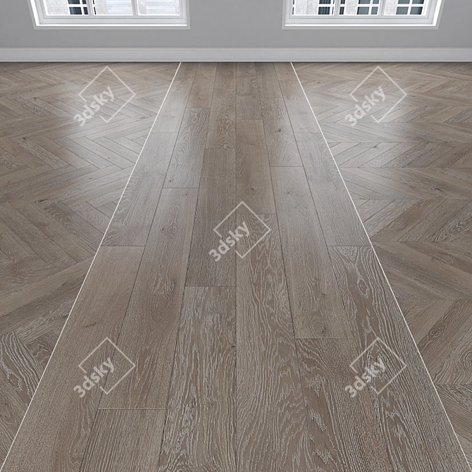 Oak Parquet Flooring: Linear, Chevron & Herringbone 3D model image 1