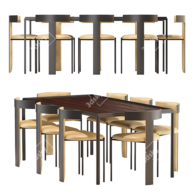Modern Molteni Table & Zefir Chair Set 3D model image 2