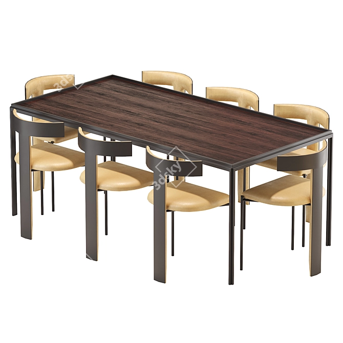 Modern Molteni Table & Zefir Chair Set 3D model image 3