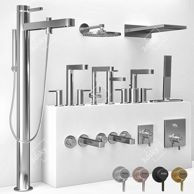 Elegant Finoris Bathroom Faucet 3D model image 1