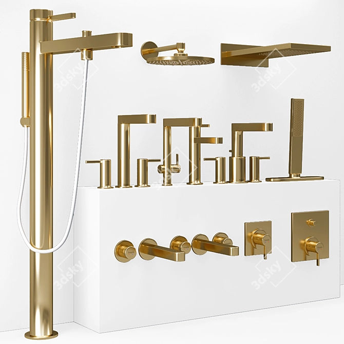 Elegant Finoris Bathroom Faucet 3D model image 3