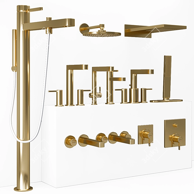 Elegant Finoris Bathroom Faucet 3D model image 7